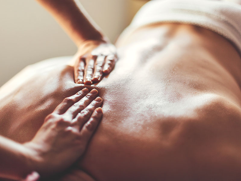 Deep tissue massage in progress